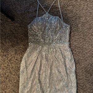 Elegant Silver Sequin Dress
